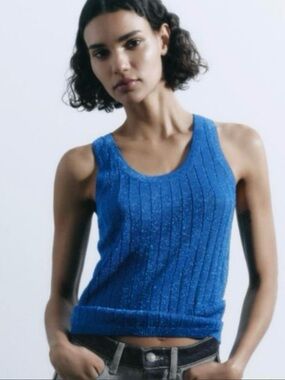Zara Blue Sparkle Top Small